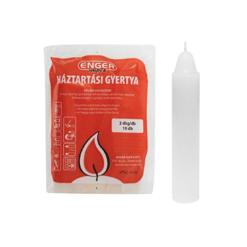 Gyertya háztartási 2dkg 10db/csomag